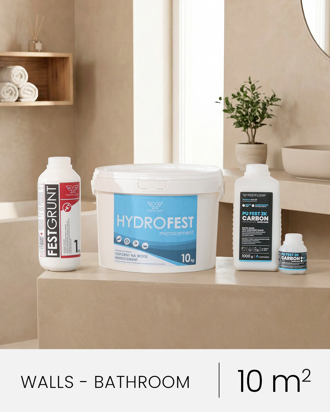Mikrozement-Set für Badezimmerwände HYDROFEST - 10m²